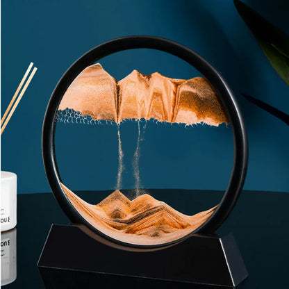 3D Moving Sand Art Picture Round Glass