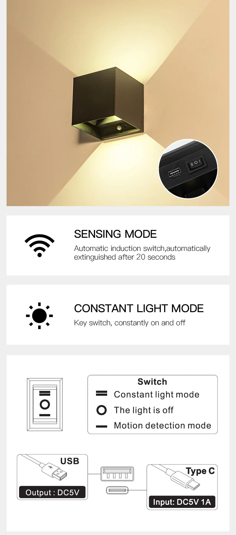 Litu LED Intelligent Motion Sensor Wall lamp