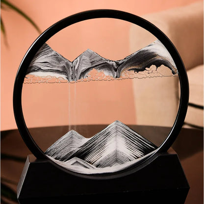 3D Moving Sand Art Picture Round Glass