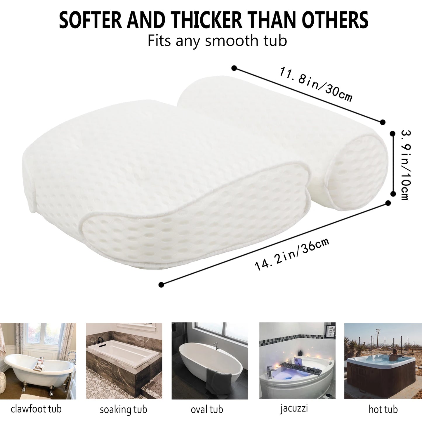 Bath Pillow for Bathtub Support Neck,