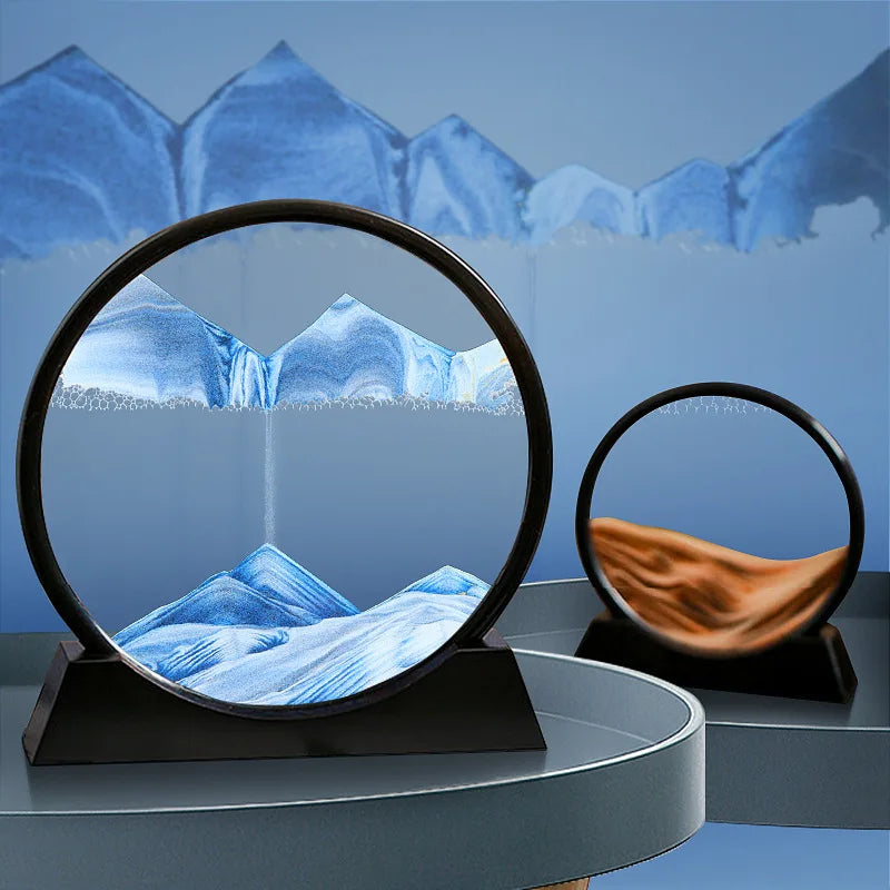 3D Moving Sand Art Picture Round Glass