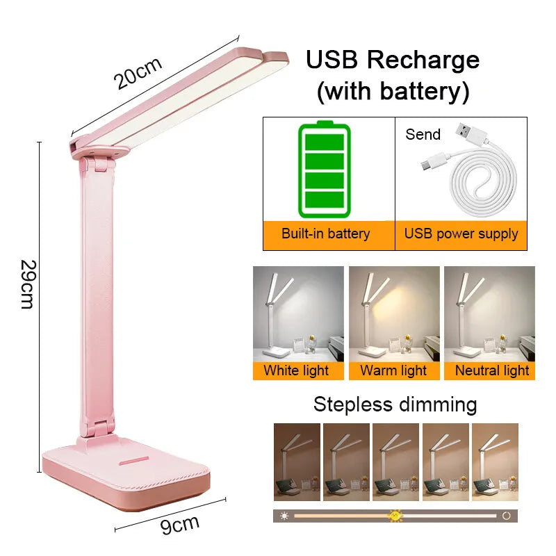 LED Desk Lamp USB Rechargeable Table