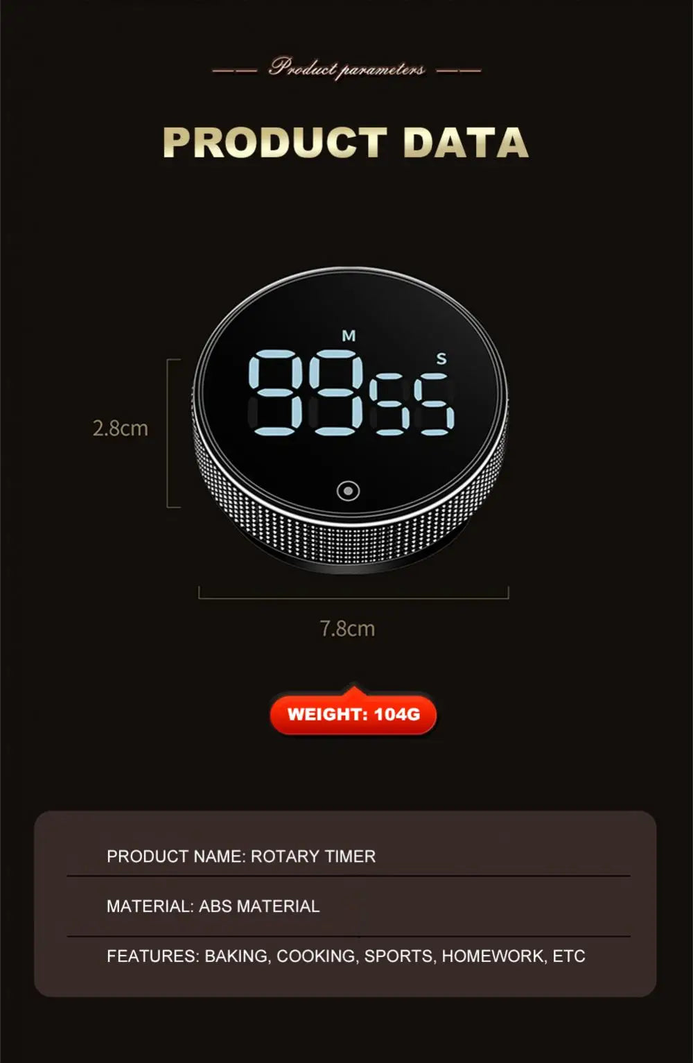 LED Digital Kitchen Timer Study Stopwatch